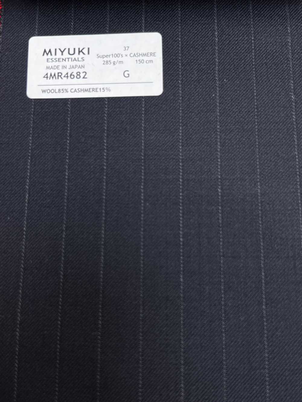 4MR4682 26AW Super100's × كشمير مخطط كحلي[قماش] Miyuki Woolen Mills