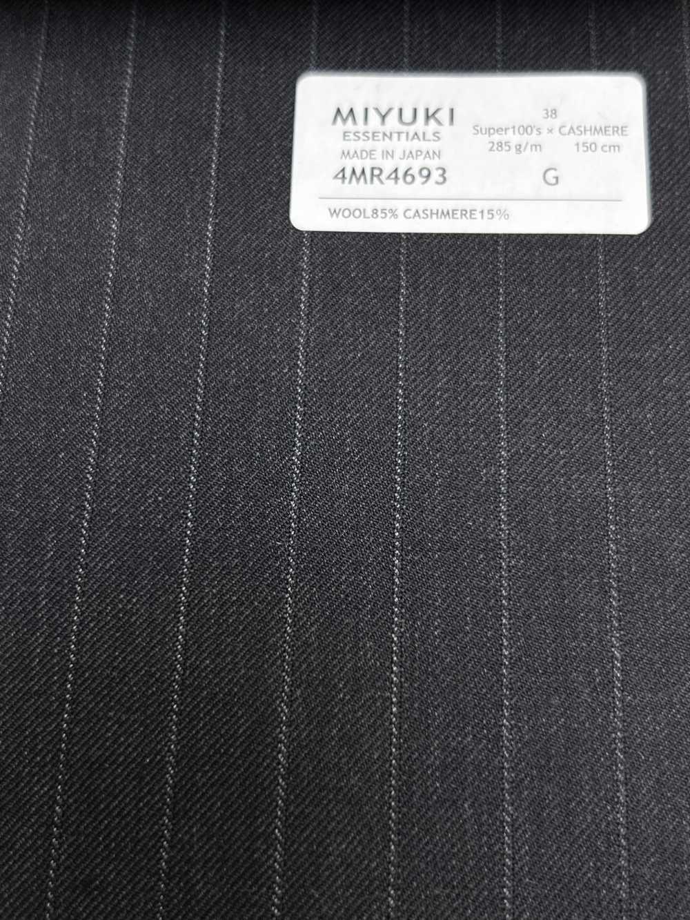 4MR4693 26AW Super100's × كشمير خطوط رمادي فحمي ورمادي سماوي[قماش] Miyuki Woolen Mills