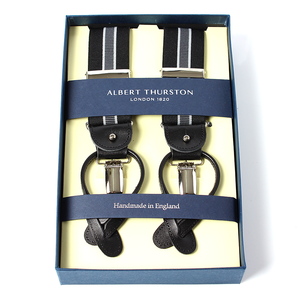 AT-2266-BK Albert Thurston حمالات مخططة، 35MM، أسود[مستلزمات رسمية] ALBERT THURSTON