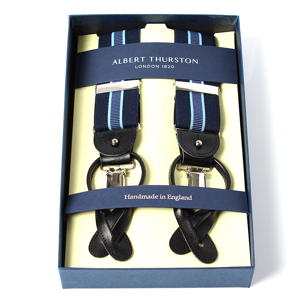 AT-2266-NV Albert Thurston حمالات مخططة، 35MM، أزرق كحلي[مستلزمات رسمية] ALBERT THURSTON