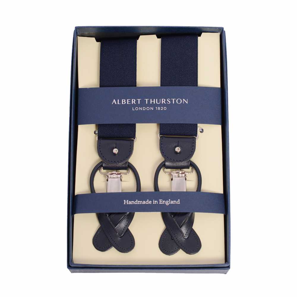 AT-NAVY Albert Thurston حمالات أزرق كحلي سادة 35MM[مستلزمات رسمية] ALBERT THURSTON