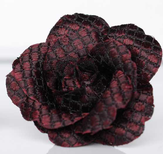 BTA-987 صنع في اليابان، Boutonniere من جاكار الحرير، بنقشة كانوكو، عنابي[مستلزمات رسمية] Yamamoto(EXCY)
