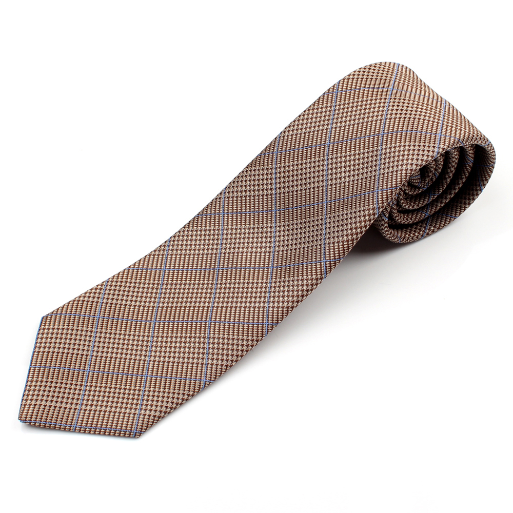 HVN-18 ربطة عنق مصنوعة يدويًا من VANNERS Textile بنقشة Glen Plaid باللون البني[مستلزمات رسمية] Yamamoto(EXCY)