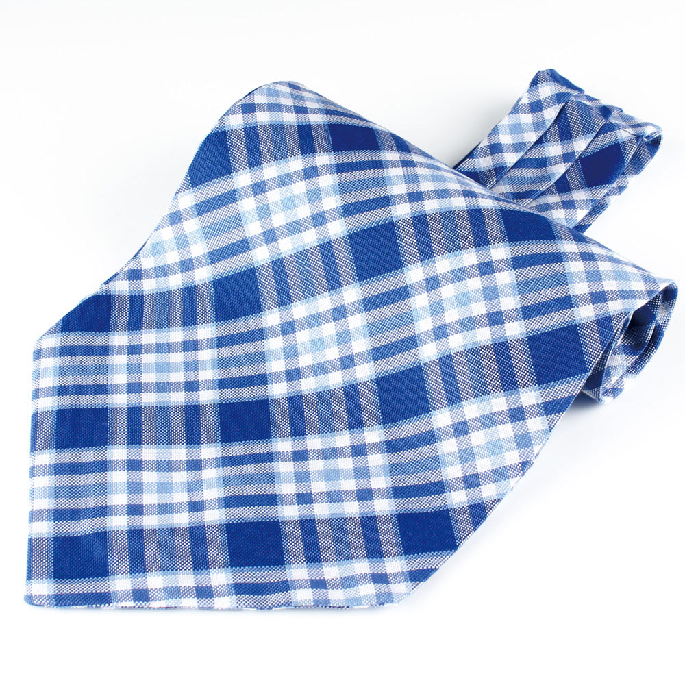 RAS-02 ربطة أسكوت، مربعات زرقاء، مصنوعة من Ring Heart Fabric[مستلزمات رسمية] Yamamoto(EXCY)