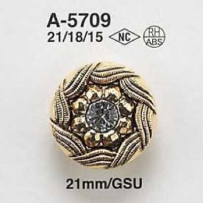 A5709 زر بساق نصف حلقي وحلقة مستطيلة من راتنج ABS/زجاج