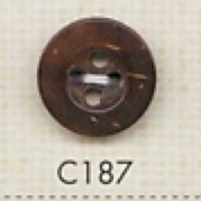 C187 زر خشبي طبيعي بأربع فتحات