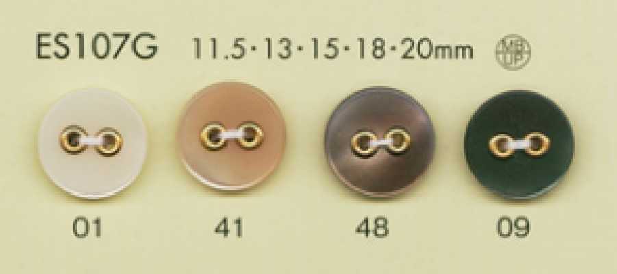 ES107G DAIYA BUTTONS زر بوليستر زخرفي بتصميم صدفي ذو فتحتين