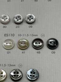 ES110 DAIYA BUTTONS زر بوليستر بمظهر الصدف مع حافة زخرفية وفتحتين[أزرار] DAIYA BUTTON صور إضافية