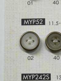 MYP52 زر من البوليستر بلون ذهبي عتيق أنيق بأربع فتحات[أزرار] DAIYA BUTTON صور إضافية