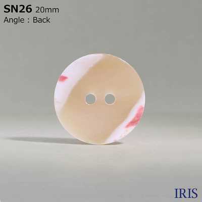 SN26 زر لامع ذو فتحتين من مادة طبيعية Takase Shell[أزرار] IRIS صور إضافية