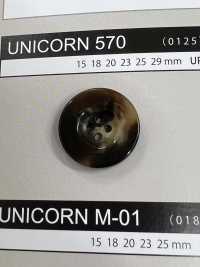 UNICORN570 [مظهر قرن الجاموس] زر بأربع فتحات، بحافة، لامع[أزرار] NITTO Button صور إضافية