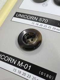 UNICORN570 [مظهر قرن الجاموس] زر بأربع فتحات، بحافة، لامع[أزرار] NITTO Button صور إضافية
