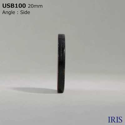 USB100 زر من صدفة عرق اللؤلؤ الطبيعي المصبوغ بالأسود، بفتحتين أماميتين، لامع[أزرار] IRIS صور إضافية