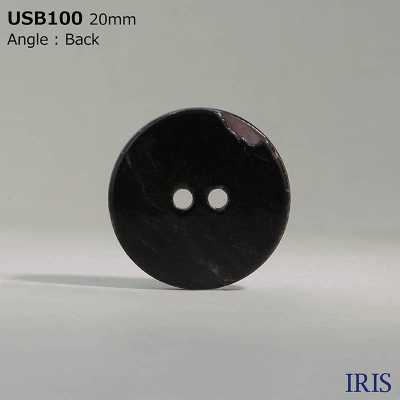 USB100 زر من صدفة عرق اللؤلؤ الطبيعي المصبوغ بالأسود، بفتحتين أماميتين، لامع[أزرار] IRIS صور إضافية