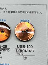USB100 زر من صدفة عرق اللؤلؤ الطبيعي المصبوغ بالأسود، بفتحتين أماميتين، لامع[أزرار] IRIS صور إضافية