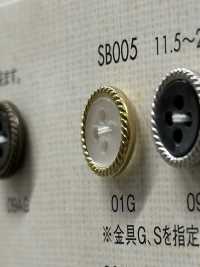 SB005 زر 4 ثقوب من راتنج البوليستر/النحاس الأصفر[أزرار] DAIYA BUTTON صور إضافية