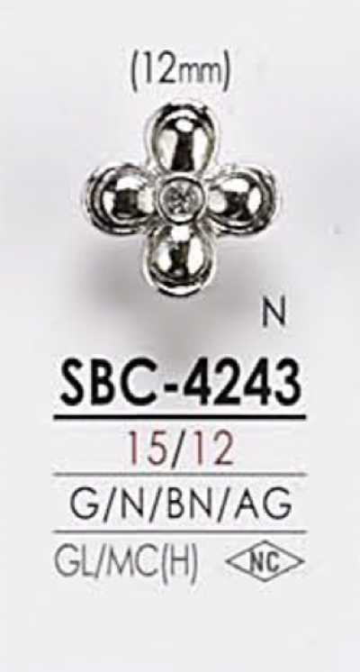 SBC4243 زر معدني بنقشة زهرة