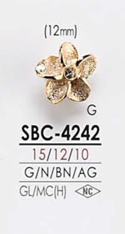 SBC4242 زر معدني بنقشة زهرة