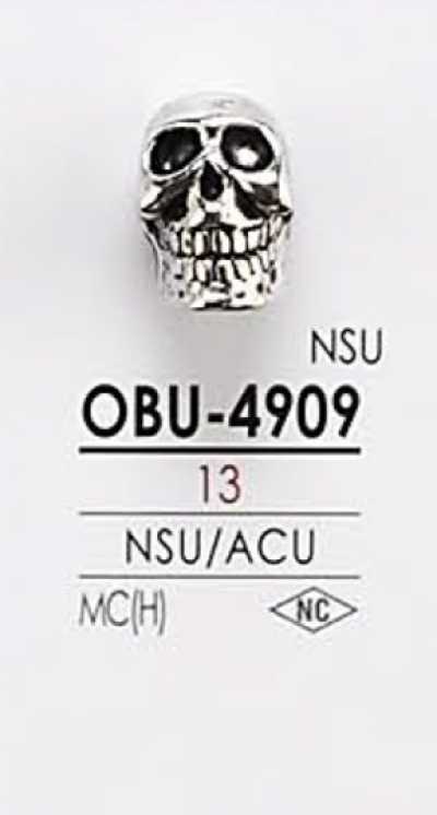 OBU4909 زر معدني على شكل جمجمة
