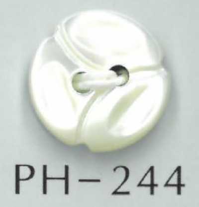 PH244 زر صدفي بشكل زهرة بفتحتين
