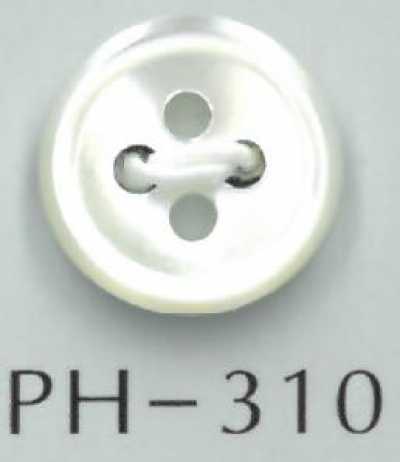 PH310 زر صدفي بأربع فتحات مع حافة