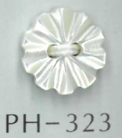 PH323 زر صدفي بشكل زهرة ذو فتحتين