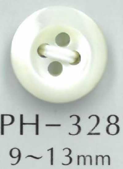 PH328 زر صدف دائري بحافة مستديرة بأربع فتحات