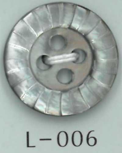 L-006 زر صدفي بحافة مزخرفة بأربعة ثقوب