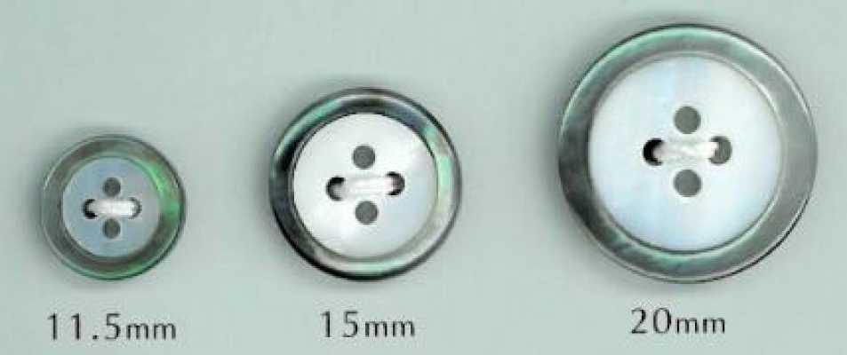 WB17 زر صدفي 17mm أسود بحافة Black Lip بأربعة ثقوب