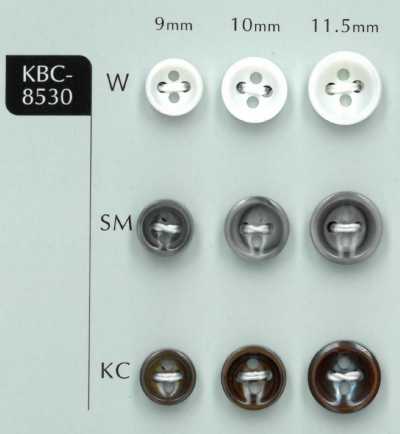 KBC-8530 زر صدف مقعر سميك 3 مم بأربعة ثقوب