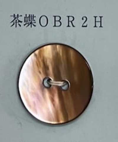OBR2H زر صدفي بني على شكل فراشة بدون حافة ذو فتحتين