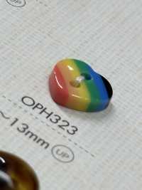 OPH323 DAIYA BUTTONS زر من البوليستر على شكل قلب (قوس قزح)[أزرار] DAIYA BUTTON صور إضافية
