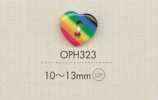 OPH323 DAIYA BUTTONS زر من البوليستر على شكل قلب (قوس قزح)