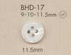 BHD17 DAIYA BUTTONS زر بوليستر بمظهر الصدف، مقاوم للصدمات، بحافة، بأربعة ثقوب RIVER