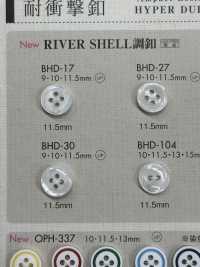 BHD30 DAIYA BUTTONS زر بوليستر بنمط الصدفة، بأربع فتحات، مقاوم للصدمات RIVER[أزرار] DAIYA BUTTON صور إضافية