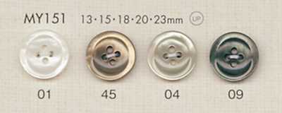 MY151 DAIYA BUTTONS زر بوليستر بمظهر الصدف بأربع فتحات وحافة