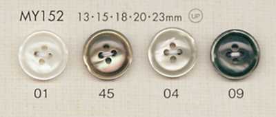MY152 DAIYA BUTTONS زر بوليستر بنمط الصدفة بأربعة ثقوب وحافة