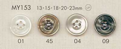 MY153 DAIYA BUTTONS زر بوليستر بمظهر الصدف بأربعة ثقوب وحافة