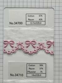34700 دانتيل تطريز قطني (حوالي 32 Mm)[Lace] ROSE BRAND (Marushin) صور إضافية