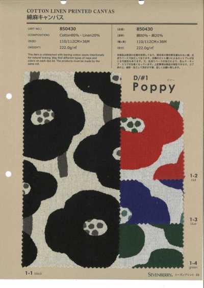 850430 SEVENBERRY® كانفاس قطن وكتان Poppy