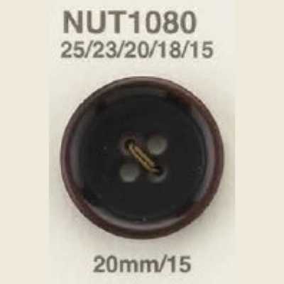 NUT1080 زر خياطة بأربع فتحات بلون الجوز