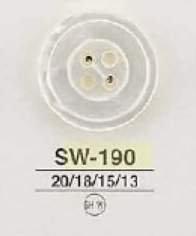 SW190 زر أبيض من عرق اللؤلؤ بأربعة ثقوب
