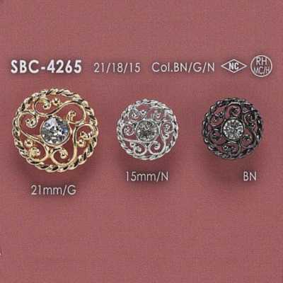 SBC4265 زر بساق حلقي دائري من الزجاج/المعدن العالي