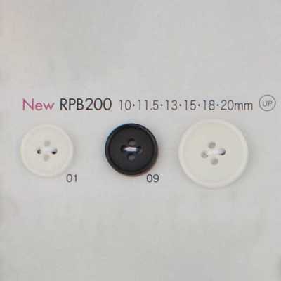 RPB200 زر من راتنج PET المعاد تدويره، 4 ثقوب، مزود بحافة، صنع في اليابان