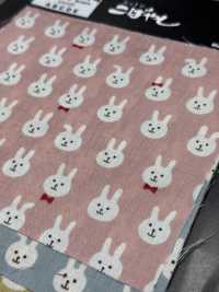 KTS7074 طباعة أرنب بربطة عنق على شاش مزدوج[Textile / Fabric] Cotton Kobayashi صور إضافية