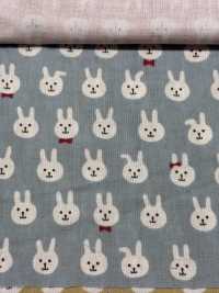 KTS7074 طباعة أرنب بربطة عنق على شاش مزدوج[Textile / Fabric] Cotton Kobayashi صور إضافية