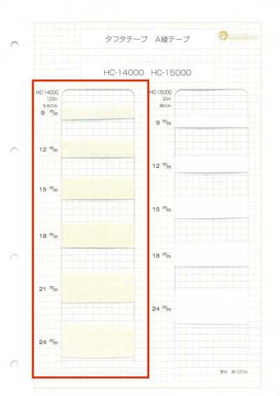HC-14000 شريط تافتا قطني