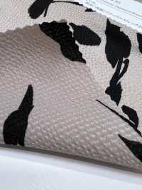 KKP9144-53 ساتان مطروق مطاطي بطباعة أحادية اللون بنقشة ورقة بالفرشاة[نسيج / قماش] Uni Textile (Komon Kobo) صور إضافية