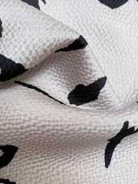 KKP9144-53 ساتان مطروق مطاطي بطباعة أحادية اللون بنقشة ورقة بالفرشاة[نسيج / قماش] Uni Textile (Komon Kobo) صور إضافية