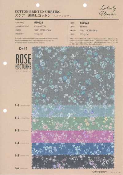 850623 لاون قطن غير مبيض Luludi Roman Rose Nocturne
